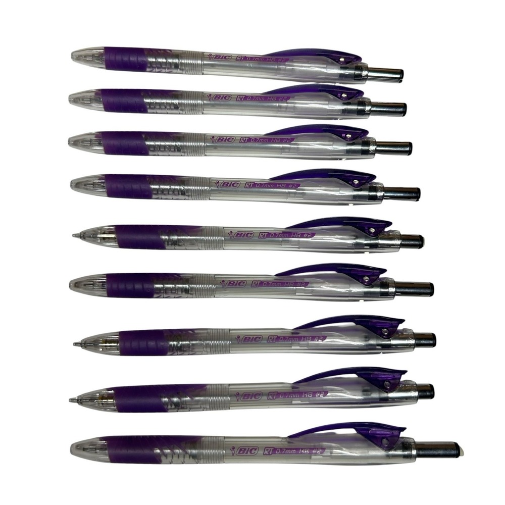 BIC RT Mechanical Pencils 0.7mm HB #2 Purple Grip Lot of 9